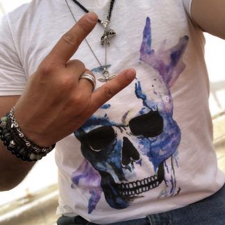 Camiseta "Aquarelle skull" cuello redondo, chico