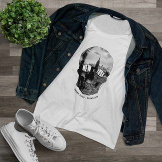 Camiseta New York Skull de Chica Cuello redondo color blanco