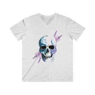 Camiseta Watercolor Skull de Chico Cuello de pico Color blanco