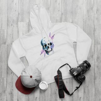 Sudadera Watercolor Skull unisex con capucha color blanco