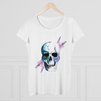 Camiseta Watercolor Skull de Chica Cuello redondo Color blanco