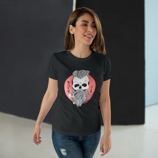 Camiseta Skull Pipe de Chica Cuello redondo color negro